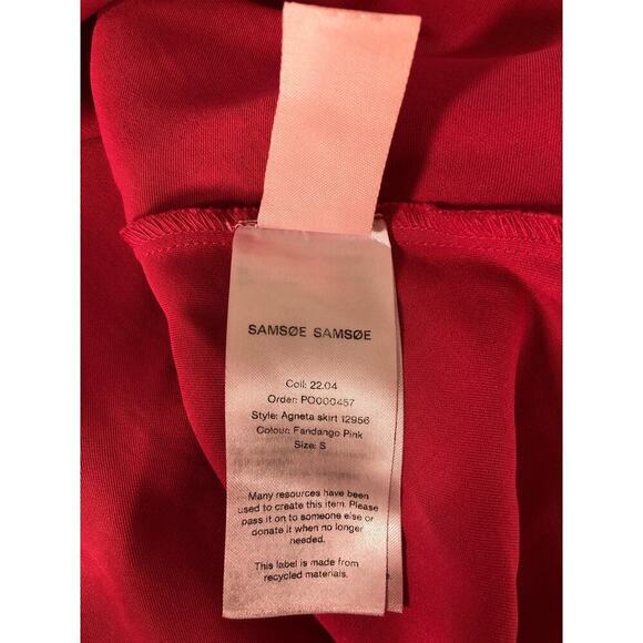 Samsoe Samsoe Agneta Skirt Satin A-Line Midi Fandango Pink Small - Picture 8 of 11